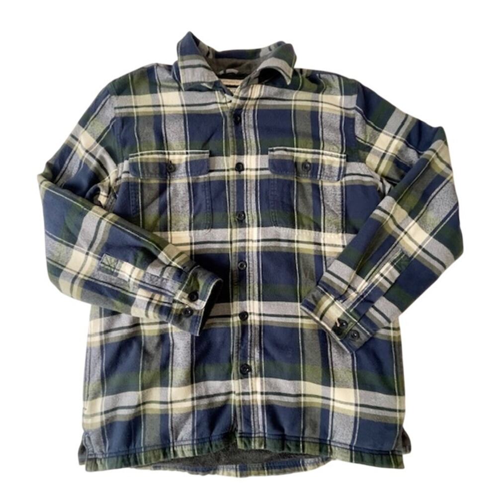 L.L. Bean Fleece Lined Plaid Flannel Shirt Jacket Men’s M Reg